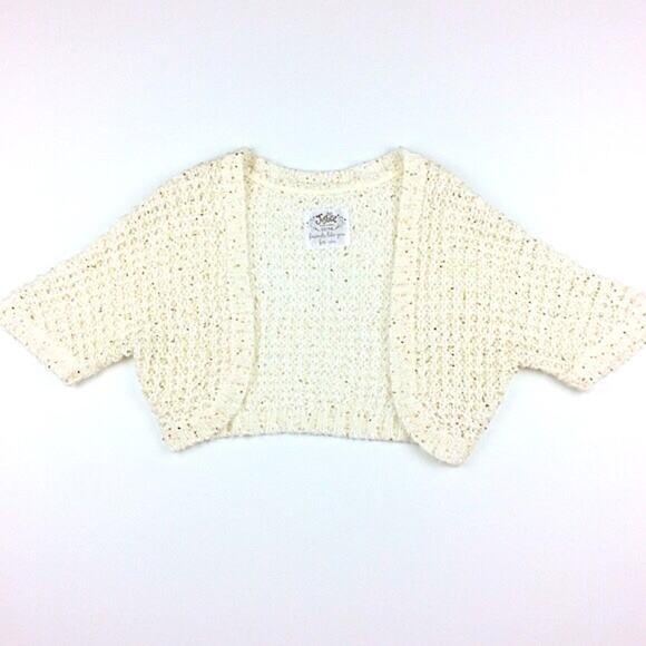 JUSTICE | Bolero Sweater Cream Gold Sequin 12 14 - Picture 1 of 3